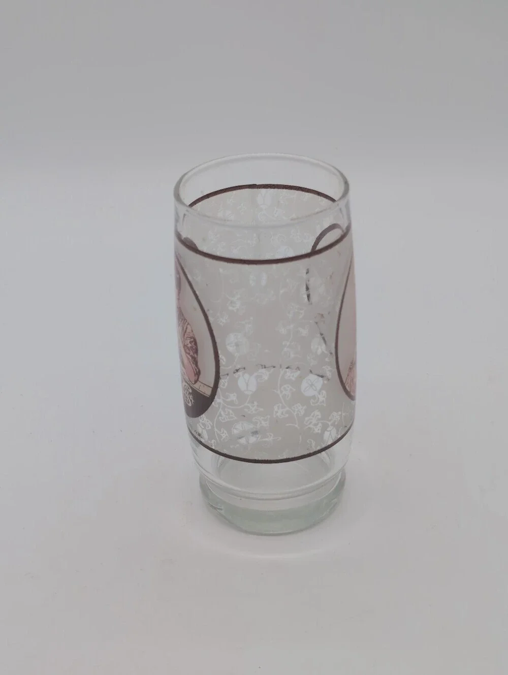 Vintage Pepsi-Cola Glass with Victorian Lady Gibson Girl Graphic - Brown & White